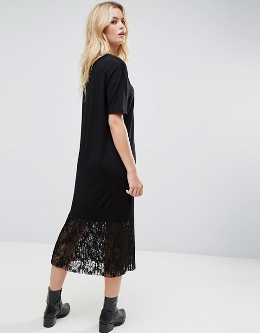 Newest Design Women Dress with Pleat Lace Hem
