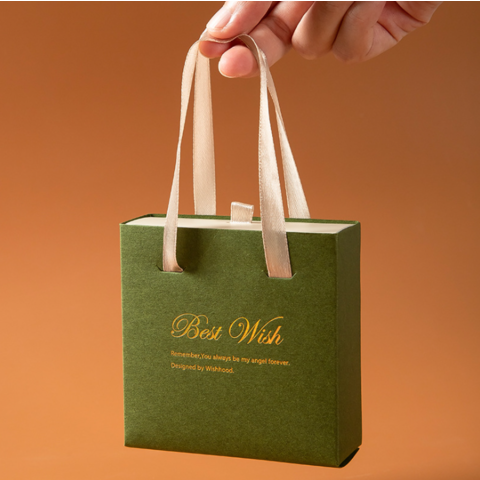 Customized Logo Recycled Luxury Jewelry Gift Drawer Packaging Paper Bag with Handle