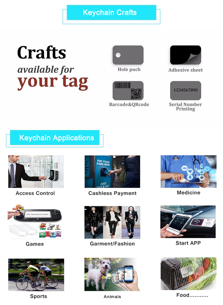 Waterproof Rfid Keychain Printable QR Code Epoxy Dog Tag