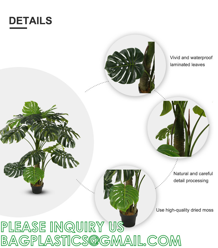 Artificial Monstera Deliciosa Plant, 5ft Potted Faux Tree with 15 Verdant Fake Leaves, Swiss Cheese Plant for Home