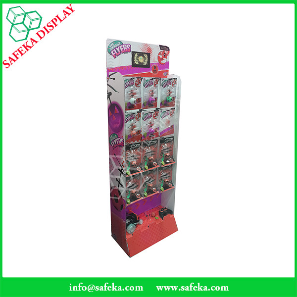 Advertising Portable printed corrugated merchandise shelf pop&pos display for toys with hooks