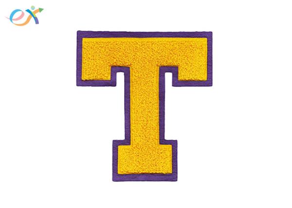 Hoodies Chenille Patches Non Woven Fabric Letter T A Towel Embroidery Logo Laser