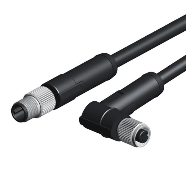 M5 Waterproof 3 Pin Male Female Connector Left / Right Angle Molding Cable