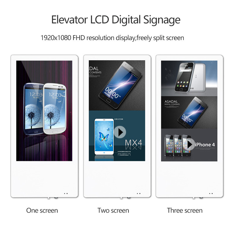 19inch Lcd Digital Signage Elevator Advertising With White Tft Lcd Screen Led Light