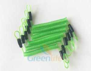  70CM Long Steel Wire Spring Spiral Coil Cable Transparent Green With Double Cord Loops Manufactures