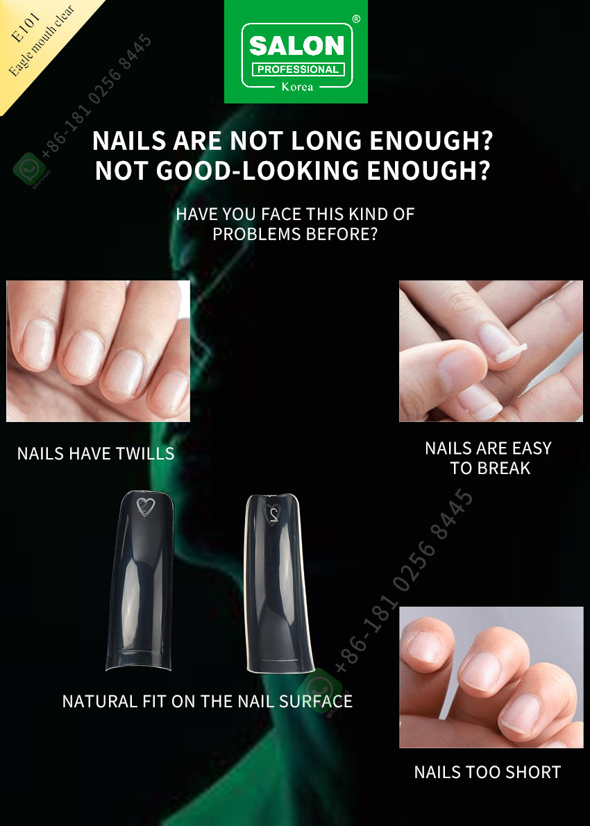 ABS Clear Matte Full Cover Fake Nails Smile Shape For Salon And DIY Nails Extension Artistry