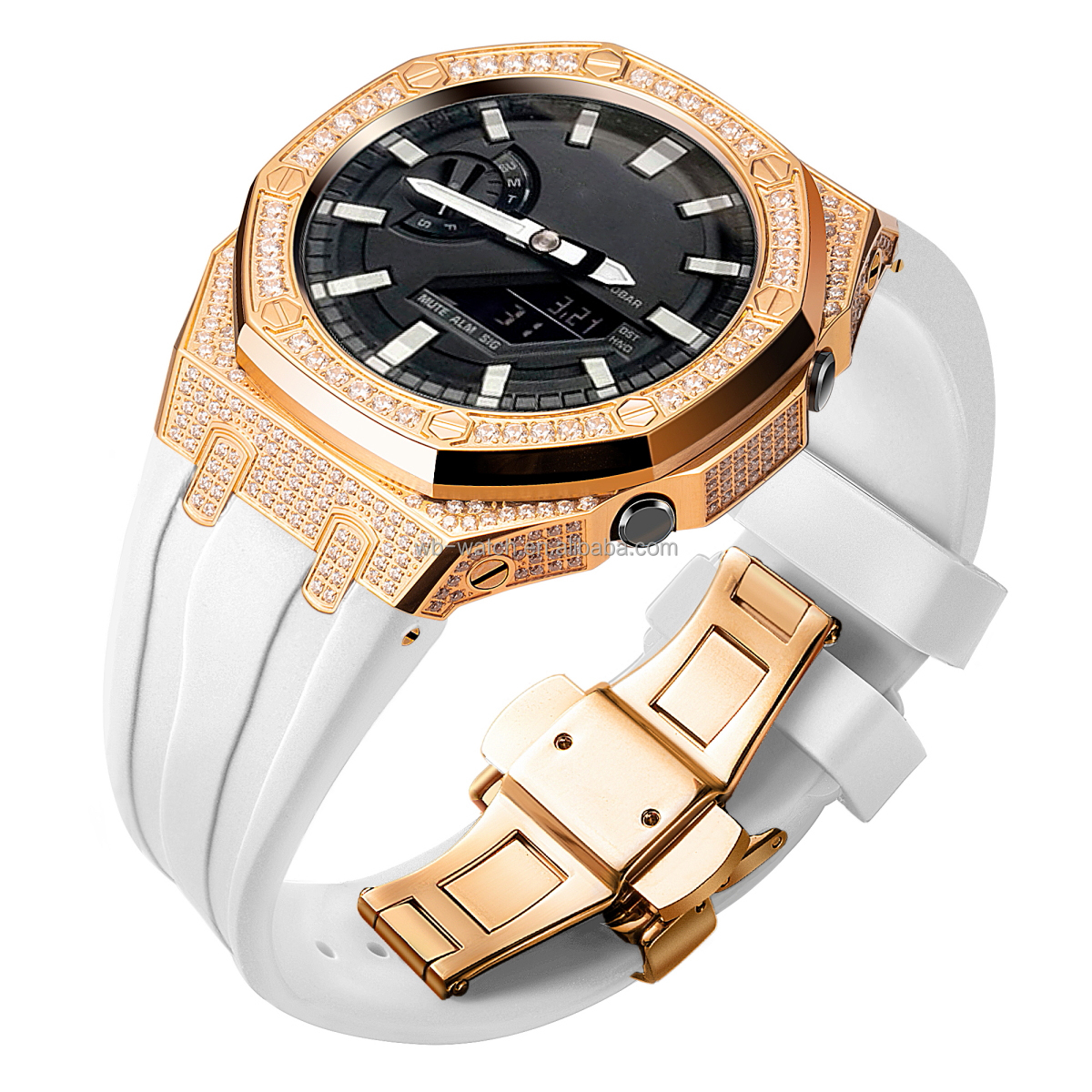 Luxury Ga2100 5Th Generation Full Diamond Watch Case Rubber Strap Resin Watch Band Kit