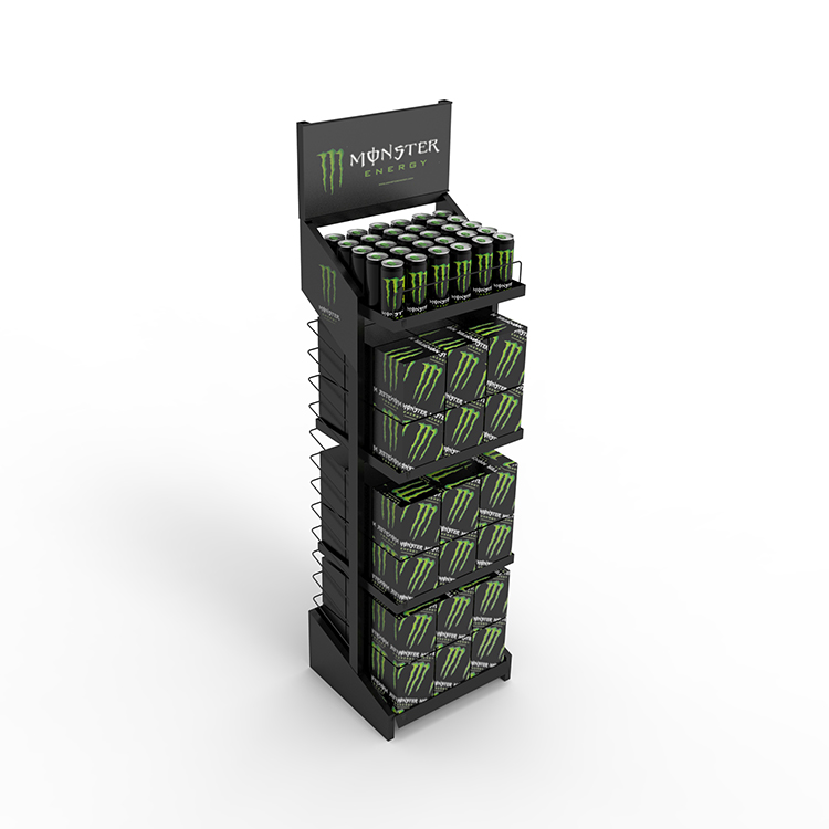 Free Standing Sparkling Wine Display Shelf Metal Tube Display Stand with Removable Shelves