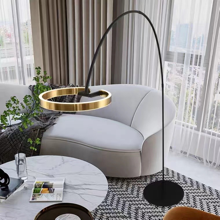 Nordic Fishing Circle Bedside Sofa Modern Gold led Bedroom Floor Lamp