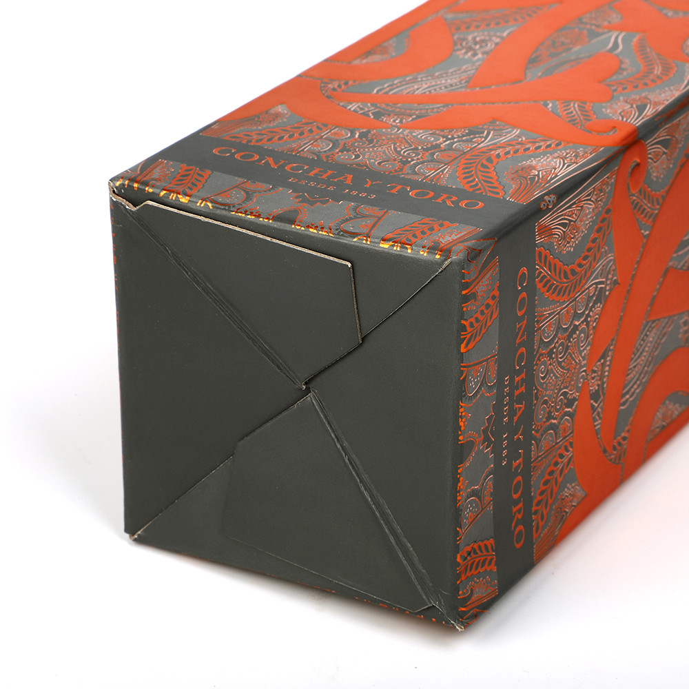 Christmas Orange Cardboard Wine Bottle Gift Box Single Packaging