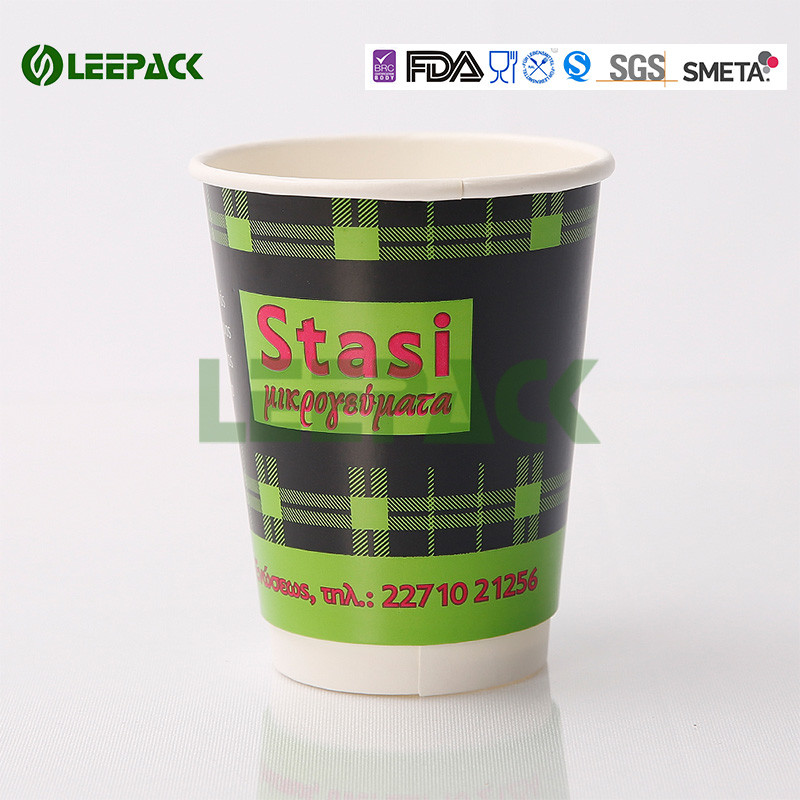 8 Oz White And Black double wall paper cup for Hot Drink , Non deforming
