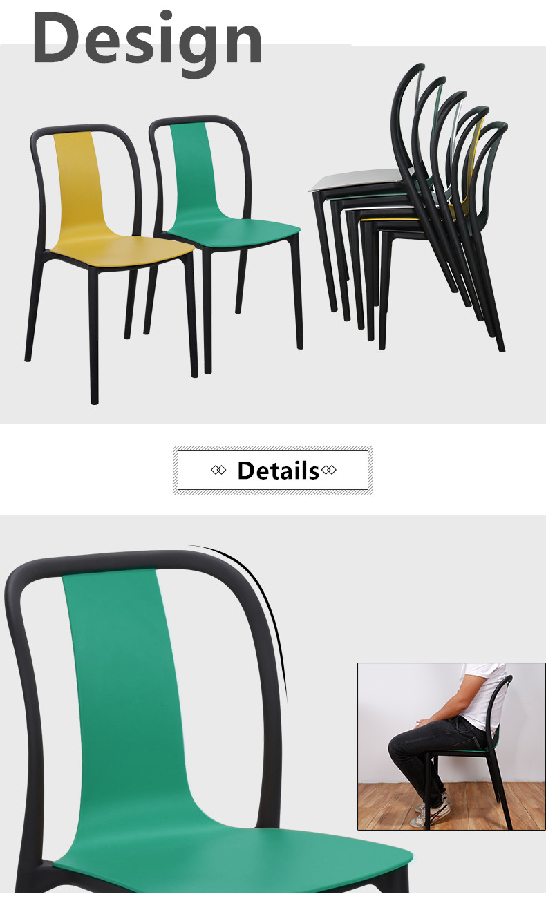 Colorful Plastic Dining Room Chairs , Anti Slip Plastic Office Chair