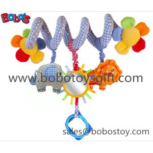 China Blue Elephant Plush Infant Bed Hanging Toys Stuffed Kids Stroller Animals with music box on sale