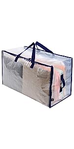 extra-large heavy-duty clear storage moving bag see-through durable handles opens wide sturdy zipper