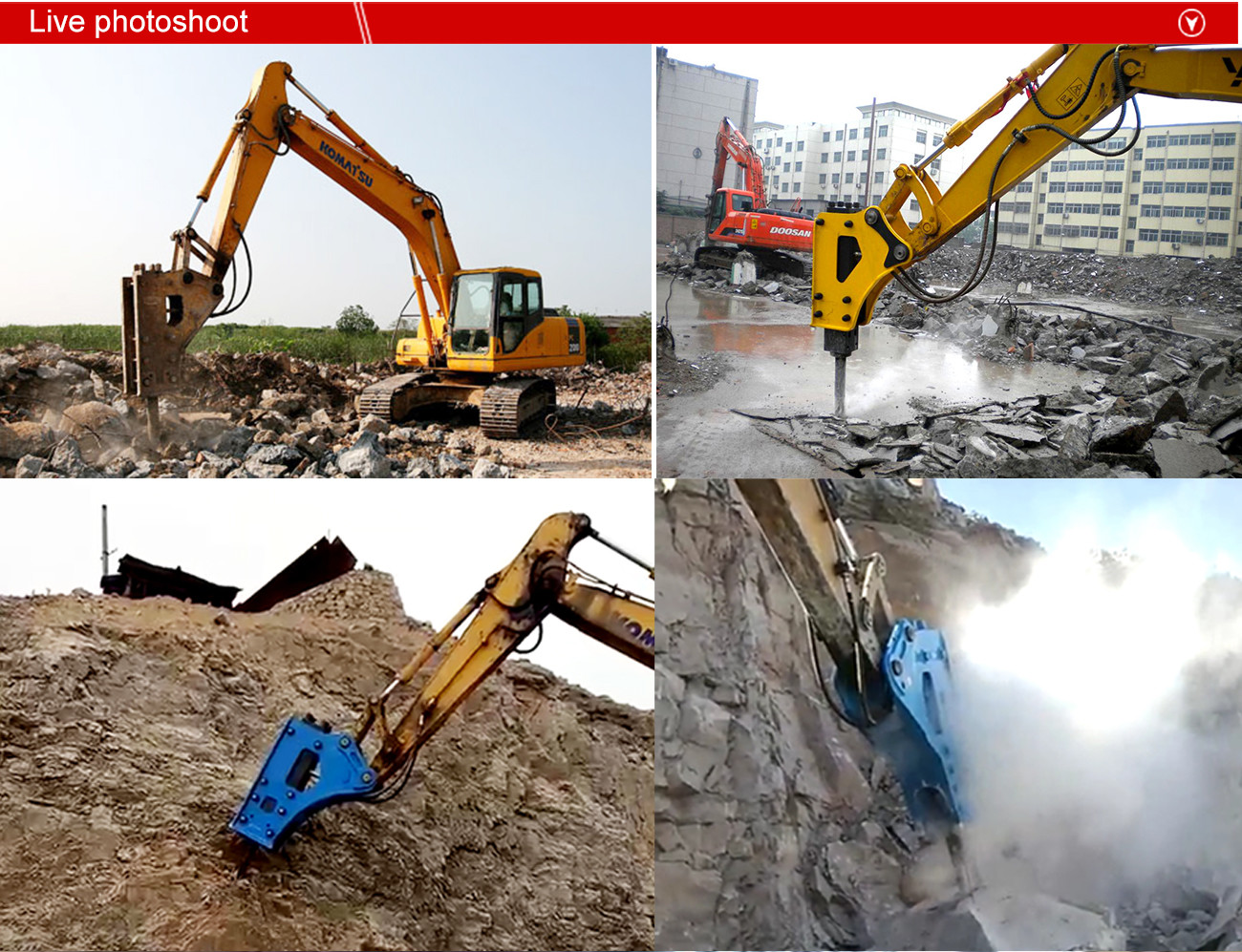 BeiYi lower noise 20 ton excavator silent hydraulic hammer hydraulic breaker for Komatsu Kobelco Caterpillar Hitachi