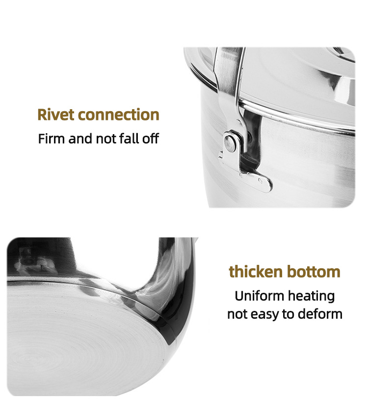 High Quality 9 Pieces Stainless Steel Outdoor Tableware Set Camping Cooking Pot Sets Outdoor Cookware Sets