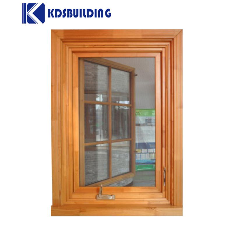 KDSBuilding Hand Held Wooden Glass Wood Hand Crank Window Solid Wooden Window Frame