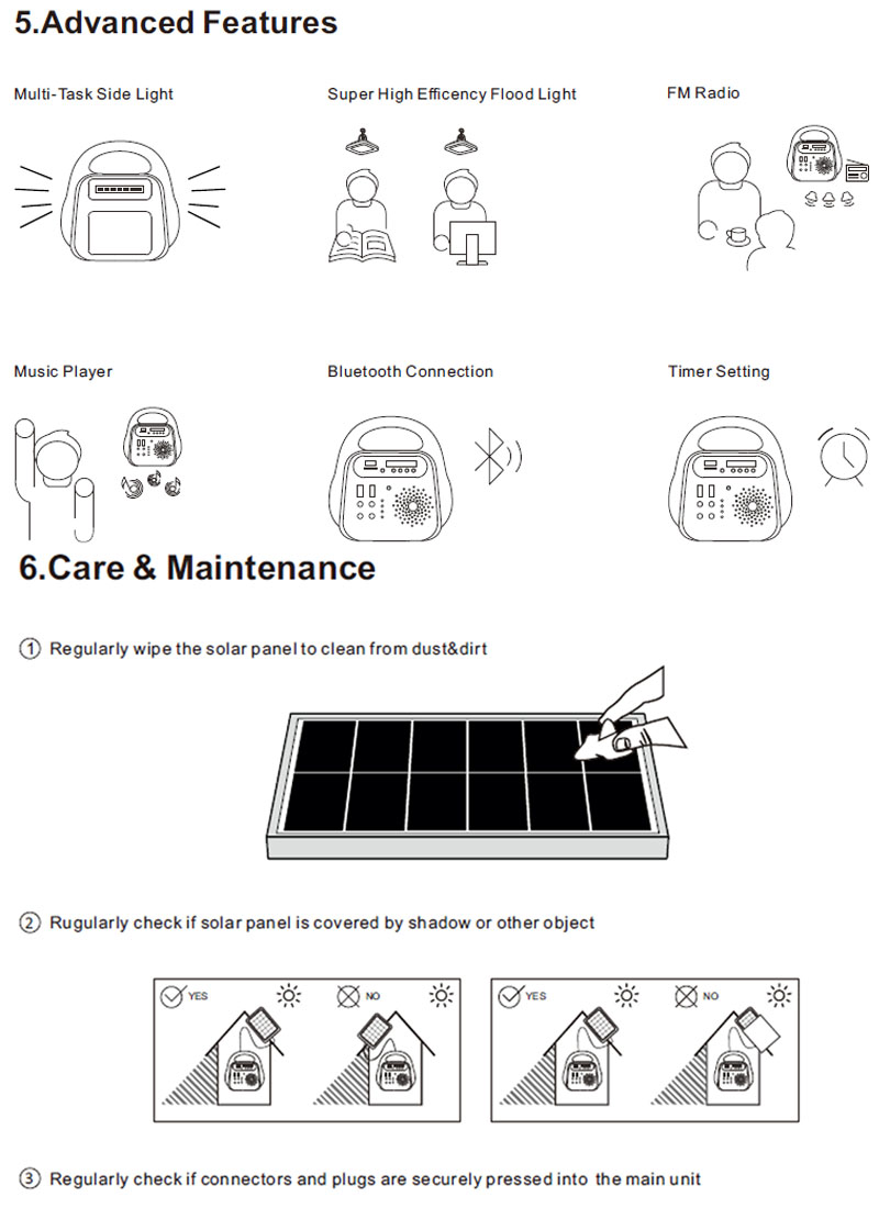 Portable Multifunctional Solar Emergency Light with 300W AC Output and 10W/18V Solar Panel
