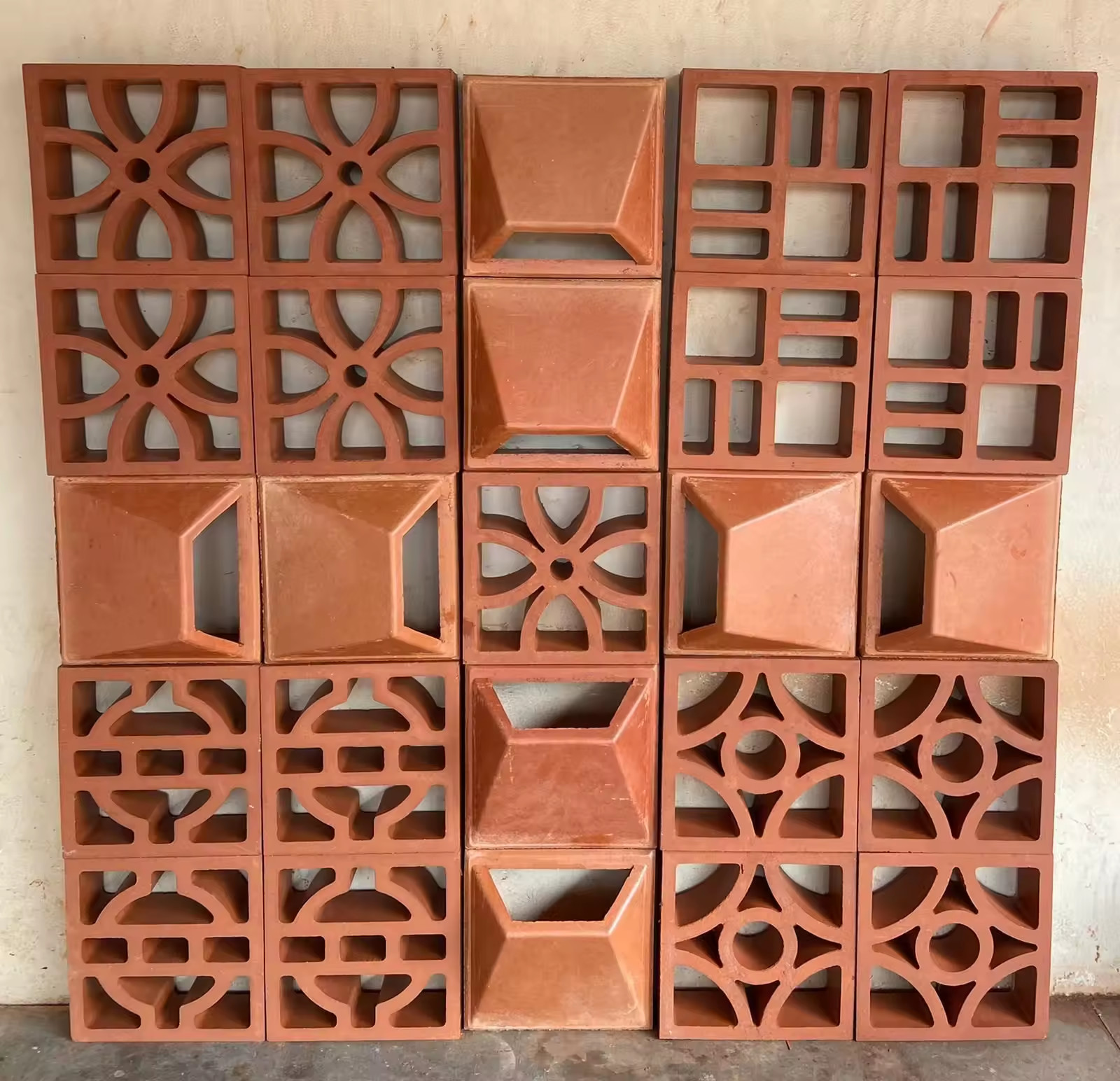 Terracotta Jali block decorative tiles exterior wall building brick