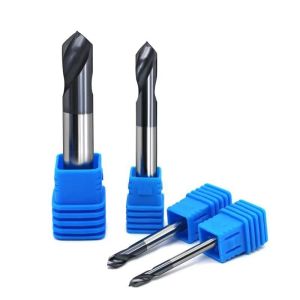 HRC45 2 Flutes AITiN NC Spotting Drill Bit Precision Machining Solid Carbide