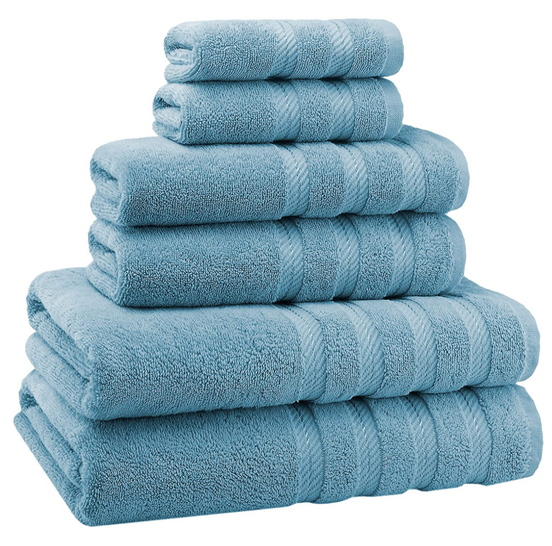 Antimicrobial 6-Piece Towel Sets 2024 Design for Customized Color Luxury White Bath Towels