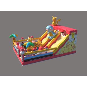 China Pikachu Park Commercial Inflatable Bouncy Castles With Big Slides on sale