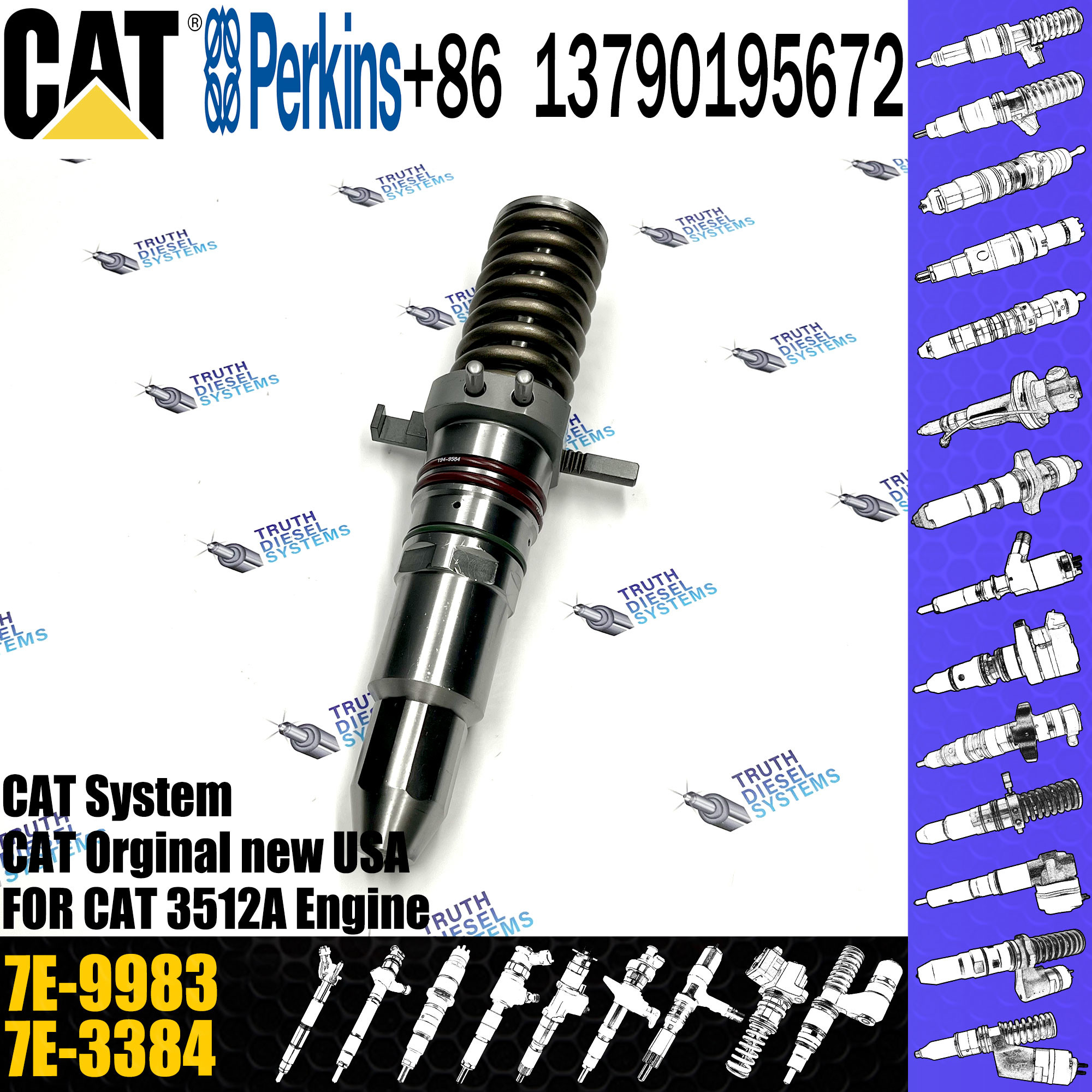 3512A Common Rail Diesel Fuel Injector 7E-9983 7E-3382 0R-2921 9Y-1785 7C-4184 10R3053 9Y-0052 For Caterpillar