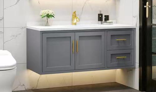 Handle-Free Design Vanity Combo YALIG Custom Bathroom Wash Basin with Floating Cabinet