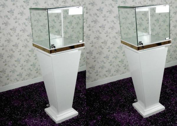 Modern Wood Glass White Exhibition Cabinets , Lockable Jewellery Display
