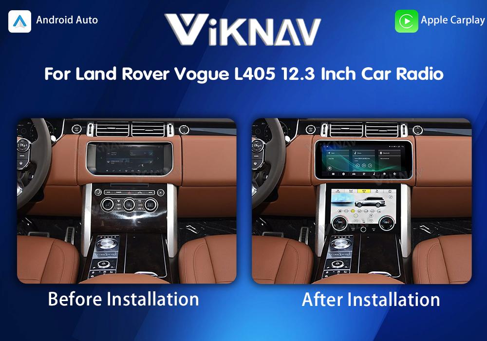 Viknav 12.3 Inch Touch Screen Car Radio And AC For Land Rover Range Rover Vogue L405 2013-2017 Multimedia Player GPS Navigation Head Unit (Brown All)