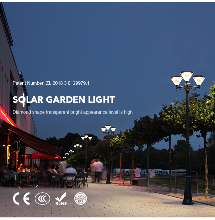 Diamond Shape Solar Power Garden Lights High Lumin Outdoor For Landscape Decorative