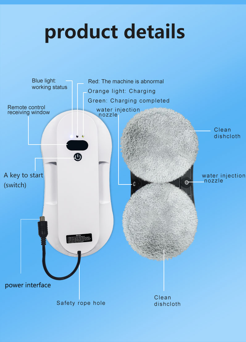 Brushless Motor Electric Window Cleaner Robot High Building Glass Intelligent Design