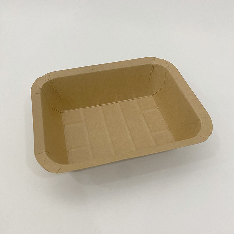 250gsm Brown Kraft Food Trays , Compostable PE Coating Fast Food Paper Tray