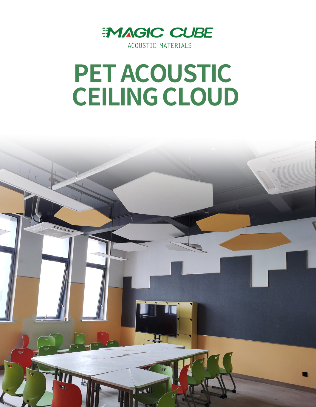 MDF 27mm Fiberglass Drop Ceiling Tiles Noise Reduction For Hotel Kitchen