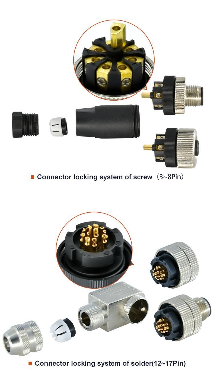 IP67 IP68 Waterproof Plastic Connector M12 3 4 Core A B D Coded Female Male Plug