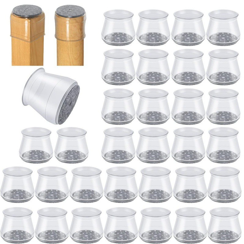 Silicone Chair Leg Floor Protectors Silicone Felt Furniture Leg Pads Caps Covers For Hardwood Floors Fit : 1.3'' - 2''