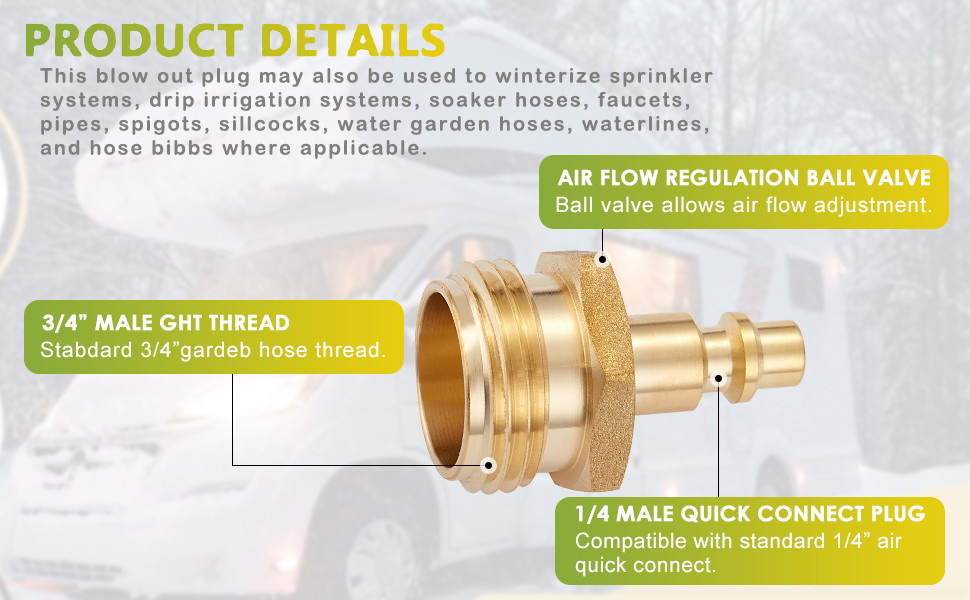 1/2" Barb X 3/4" Male Garden Hose Quick Connect , OEM Brass Hose Fittings
