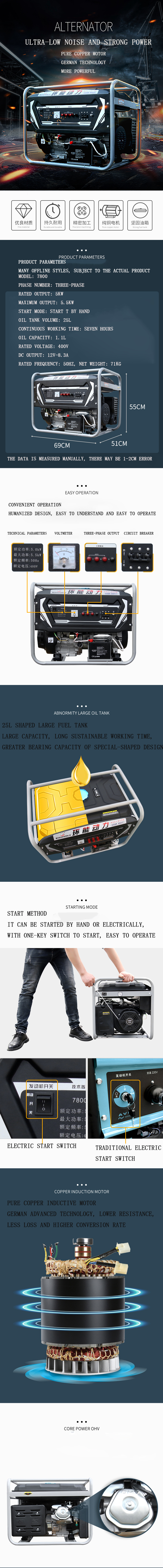 CE approval 8KW Single-Phase multi-usage emergency use Gasoline Generator