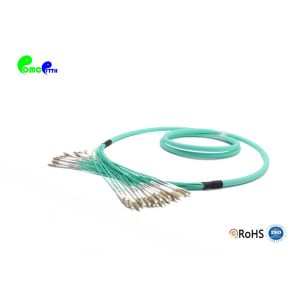 China 24F OM3 Fiber Optic Patch Cables LC UPC- LC UPC 50 / 125 Aqua LSZH Fiber Jumper with Straight breakout 2.0mm tail on sale