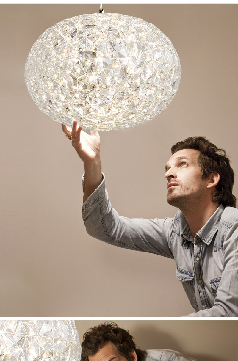 Post Modern Living room Acrylic Oval Ball Chandelier Bedroom Planet Suspension Lamp(WH-MI-385)