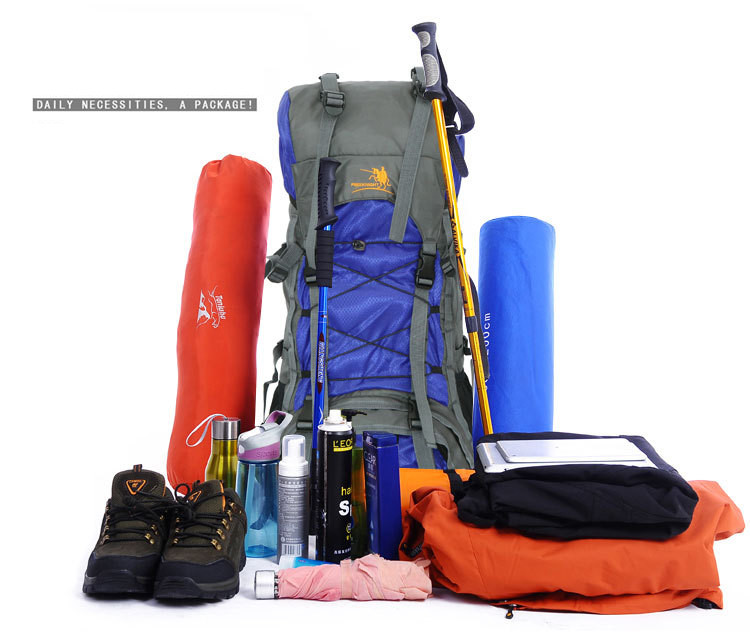 Blue 60L Waterproof Camping Backpack BSCI Mountain Climbing Backpack