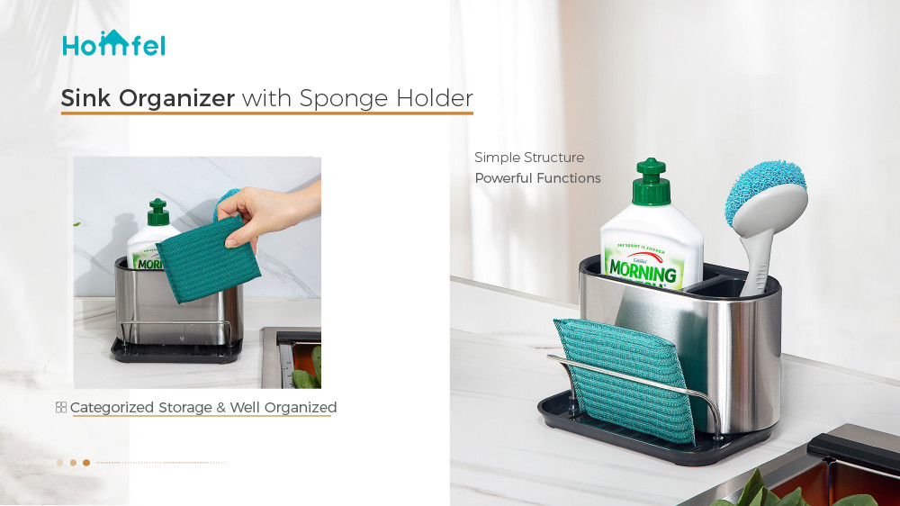 Multifunction Sink Caddy Organizer , Self Draining Kitchen Sink Tidy With Suction