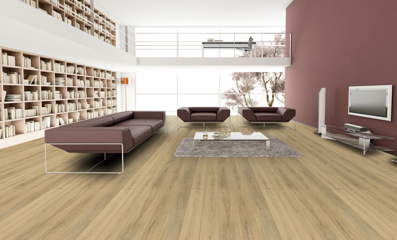 5mm SPC Rigid Core Vinyl Flooring Wear Resistance 1200mm Oak Grain Stone GKBM Greenpy GL-W7221-1