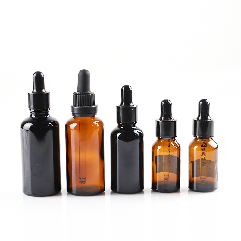 Essential Oil Amber Cosmetic Packaging With Glass Dropper 15ml
