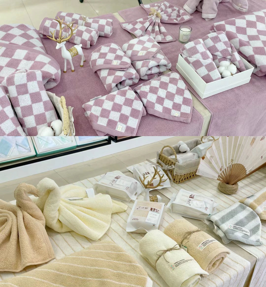 Highly Absorbent 32S Cotton Towel with Gold Edge and Solid Color Cut Pile Pattern