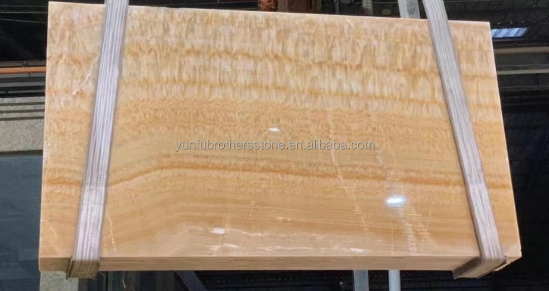 Surface Finishing Polished Design Backlit Orange Jade Stone for Basin and Dining Table