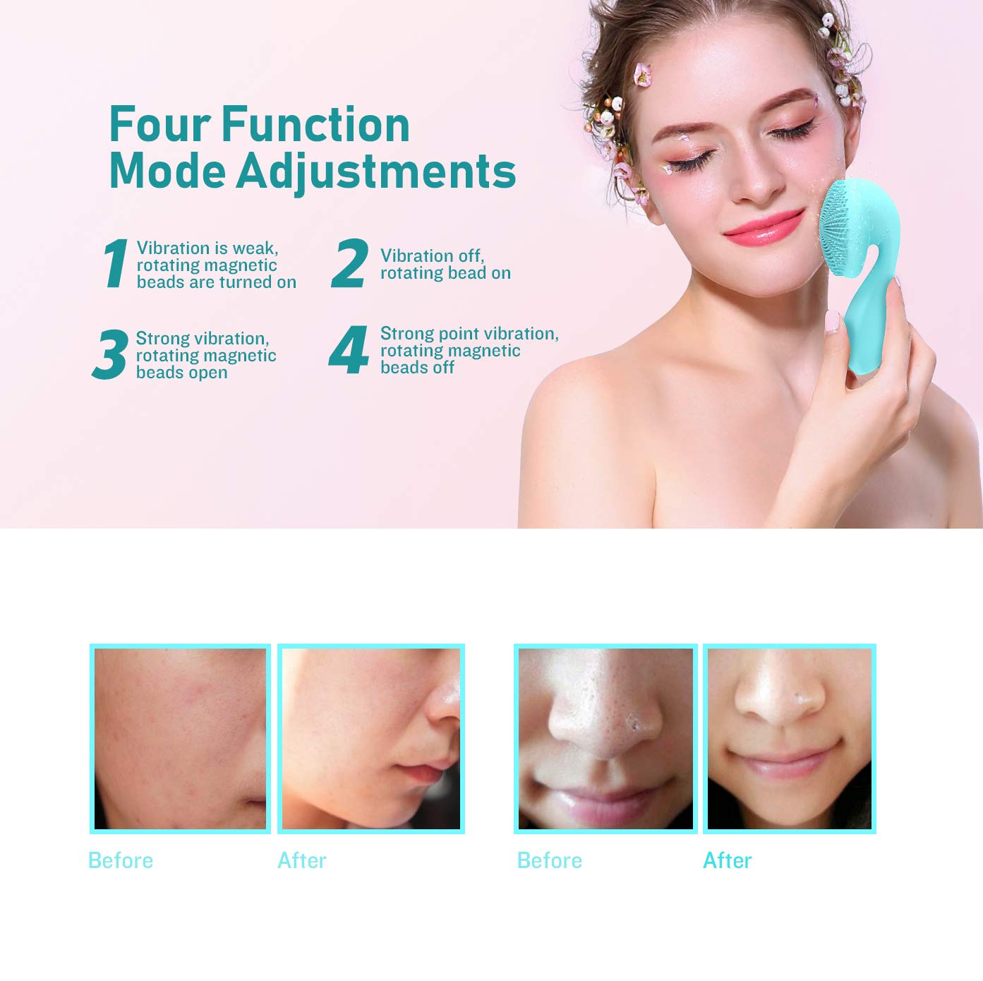 Electric silicone facial cleansing brush