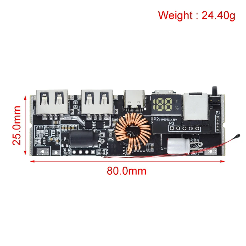 QC4.0 QC3.0 LED Dual USB PD Power Bank 18650 Charging Module with Temperature Control