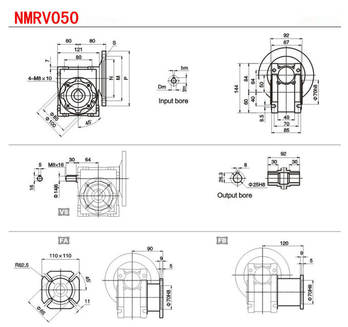 Nmrv Double Reduction Worm Gearbox 050/063 High Heat Dissipation Efficiency