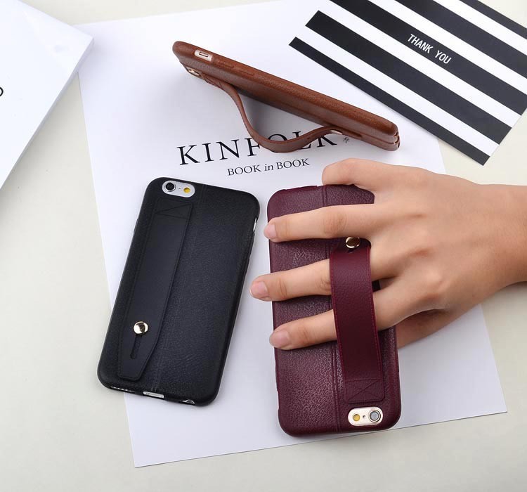 Leather pattern TPU pure color shockproof ultra thin brown soft case with stand for IphoneX 8 7plus 6s